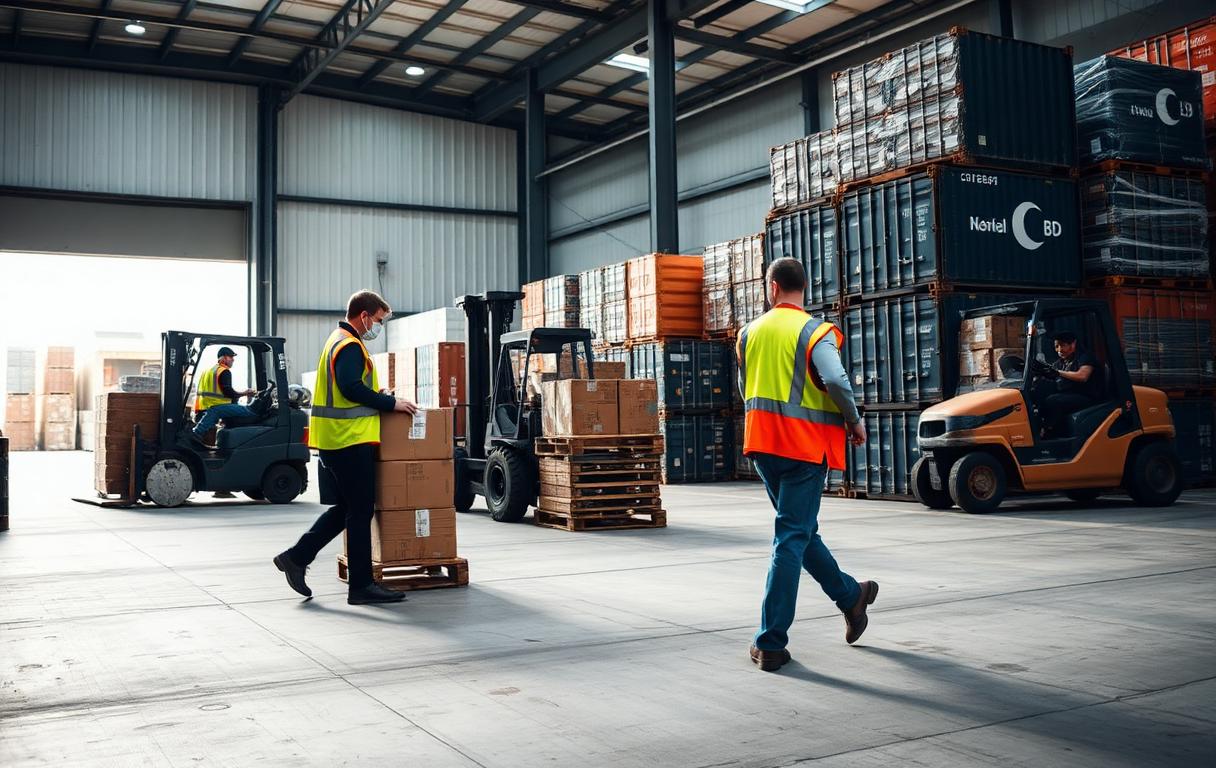 Cargo being loaded at a handling facility