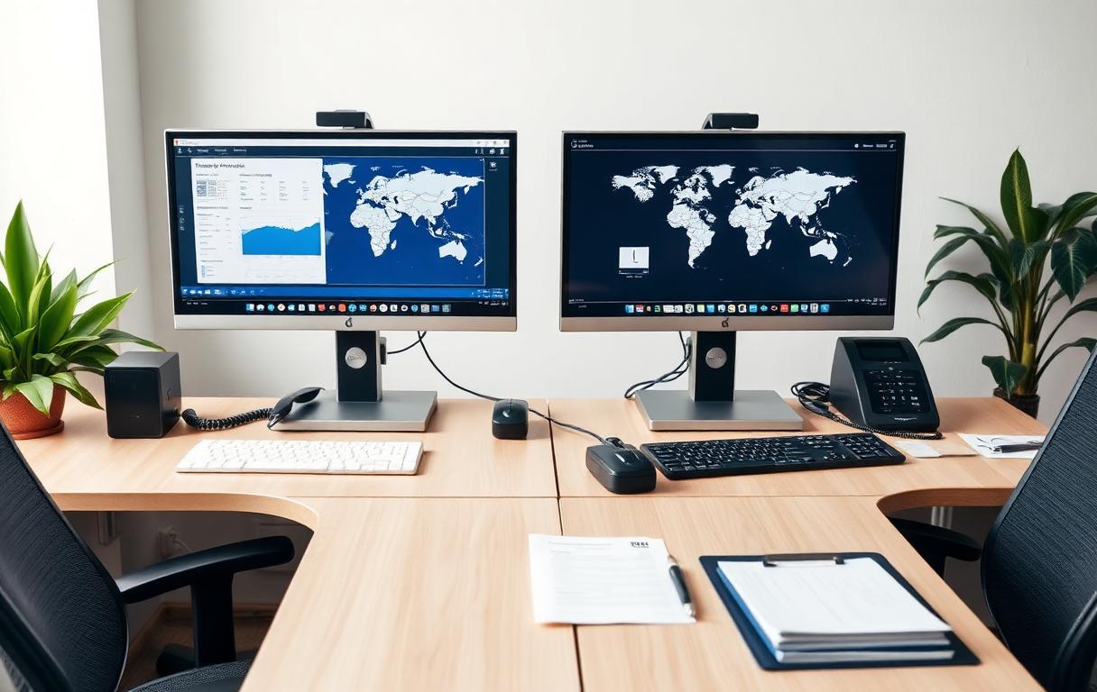 Forwarding office desk setup